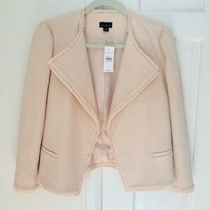 NWT! Ann Taylor Fringe Trim Textured Women's Blush/Cream Blazer- Size 2